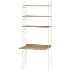 Schmales Standregal mit Schreibtisch Beige Eiche