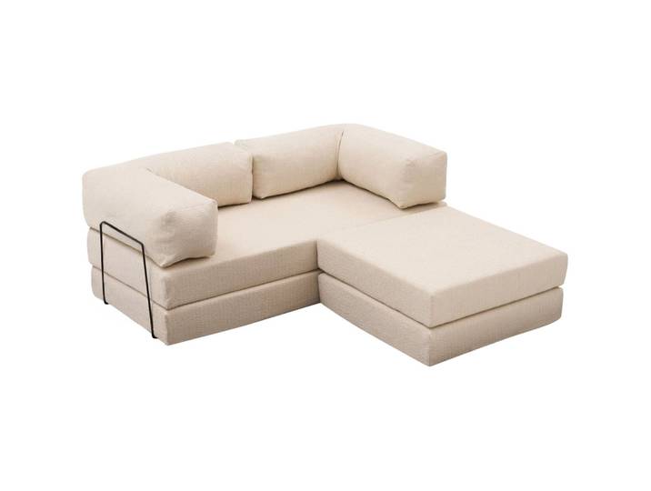Bettsofa Foldbar Creme Fabric: 100 Prozent CHENILLE B 190 T 95 cm - Material: Fabric: 100% CHENILLE