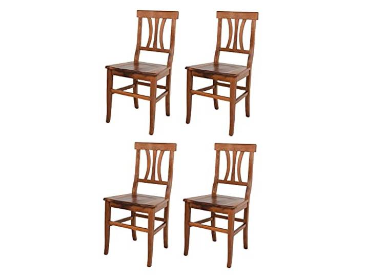 t m c s Tommychairs - 4er Set Stühle Artemisia für Küche und Esszimmer, robuste Struktur und Sitzfläche aus lackiertem Buchenholz im antike Walnussfarbe