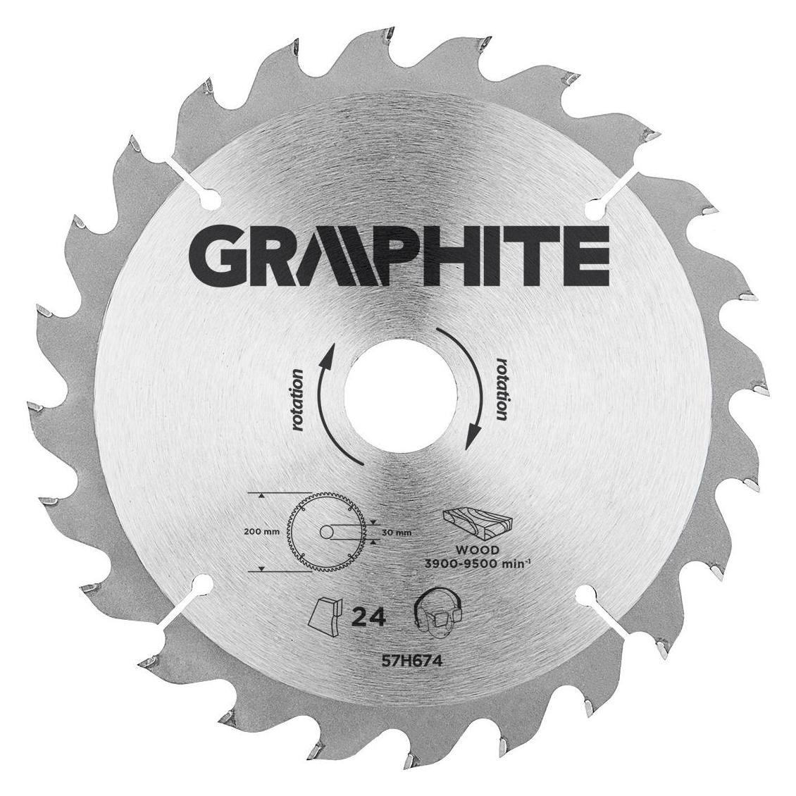 Graphite Graphit-Sägeblatt, breit 200x30 mm, 24 Zähne 57H674 (57H674)