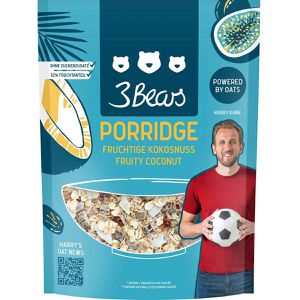 3Bears Haferbrei Porridge Fruchtige Kokosnuss, mit Datteln, Feigen, Aprikosen & Kokosnuss, 400 g