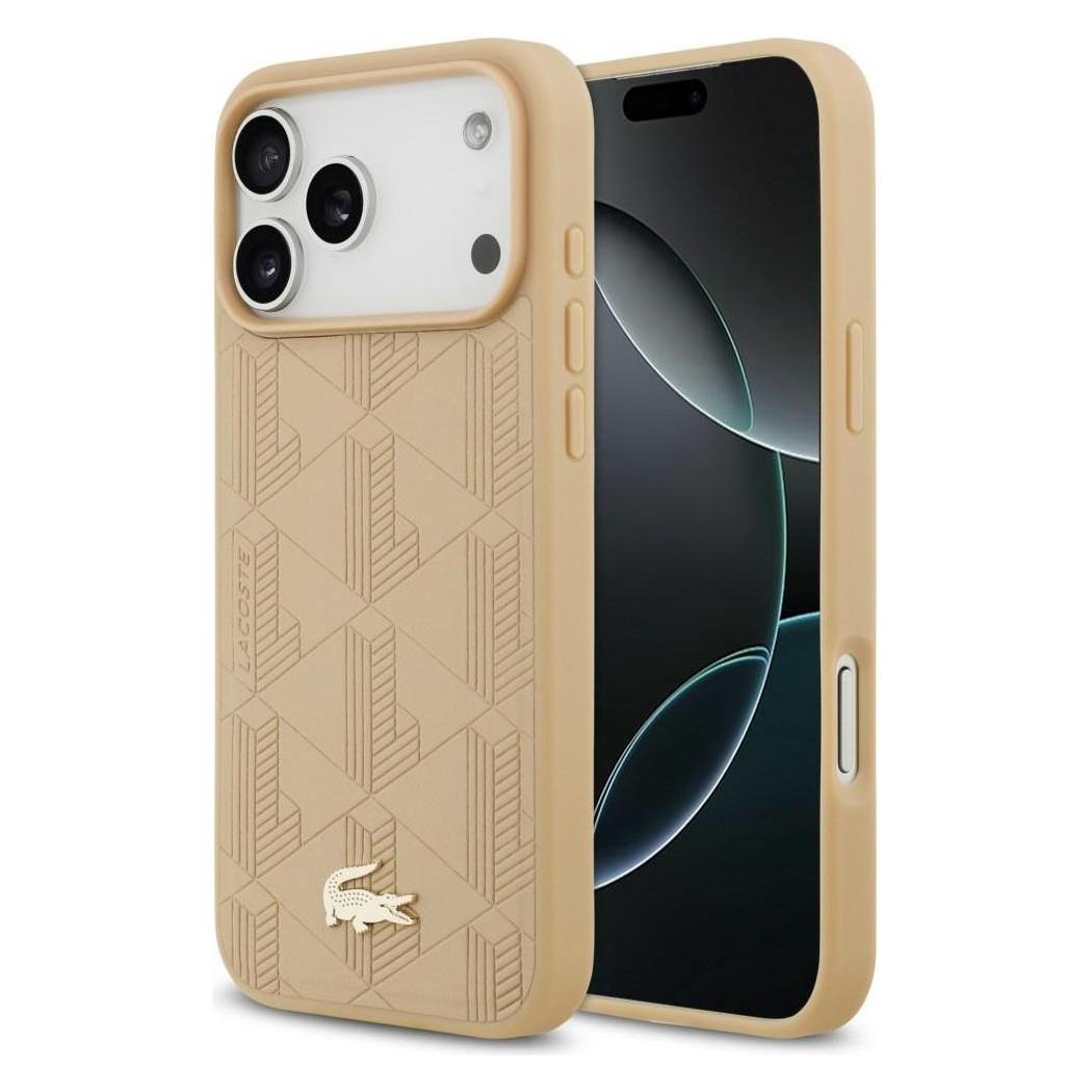 Lacoste iPhone 17 Pro Max Back-Cover hul - MagSafe - Monogramme Print With Gold Logo - Beige (Apple iPhone 17 Pro Max) (65626756)
