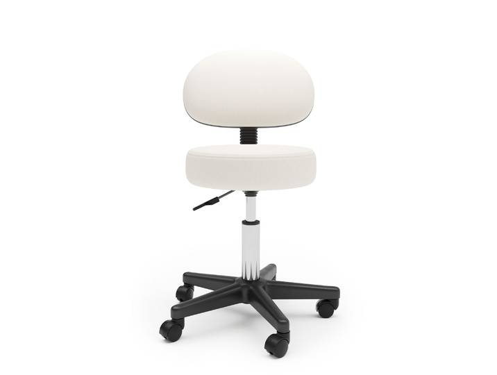 Drehstuhl Rollhocker mit Rückenlehne weiss