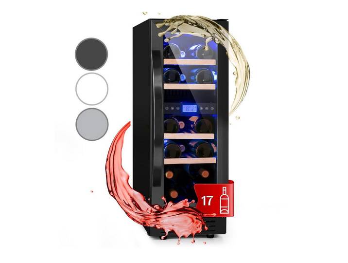 Klarstein Weinkühlschrank Vinovilla 17 Built-in Duo Weinkühlschrank 53 L 17 Fl. 2 Zonen, für 17 Standardflaschen á 0,75l,2 Zonen Wein Flaschenkühlschrank Weintemperierschrank Weinschrank