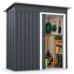 Relaxdays Gerätehaus aus Metall Anthrazit,Weiß