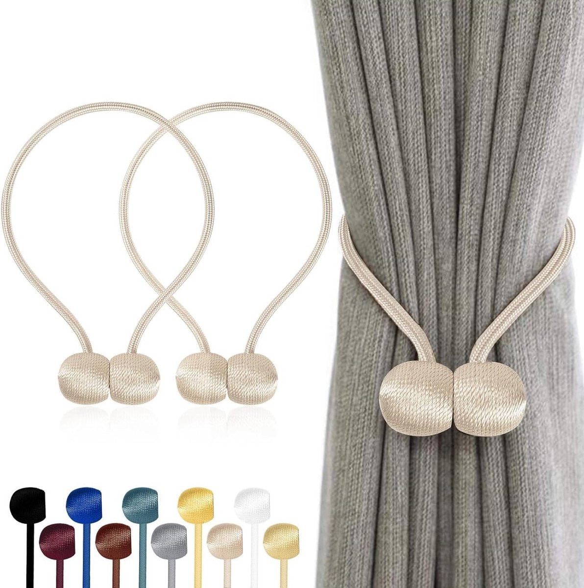 Magnetische Gordijnhouders Set van 2 - Beige