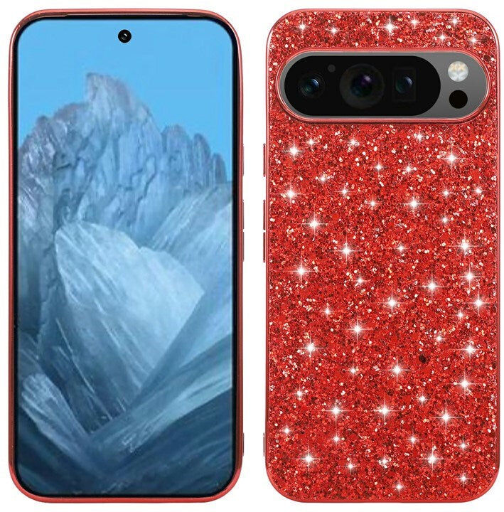 Google Pixel 10 / 10 Pro - EIDERWOOD Glitter Cover - Rød