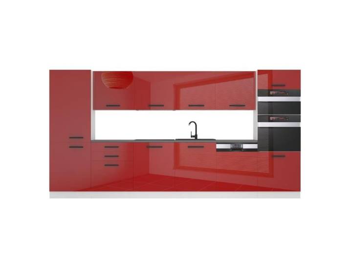 Cuisine Complète - B BELINI GROUP - NAOMI - Rouge Très Brillant - 360 cm - Design Contemporain