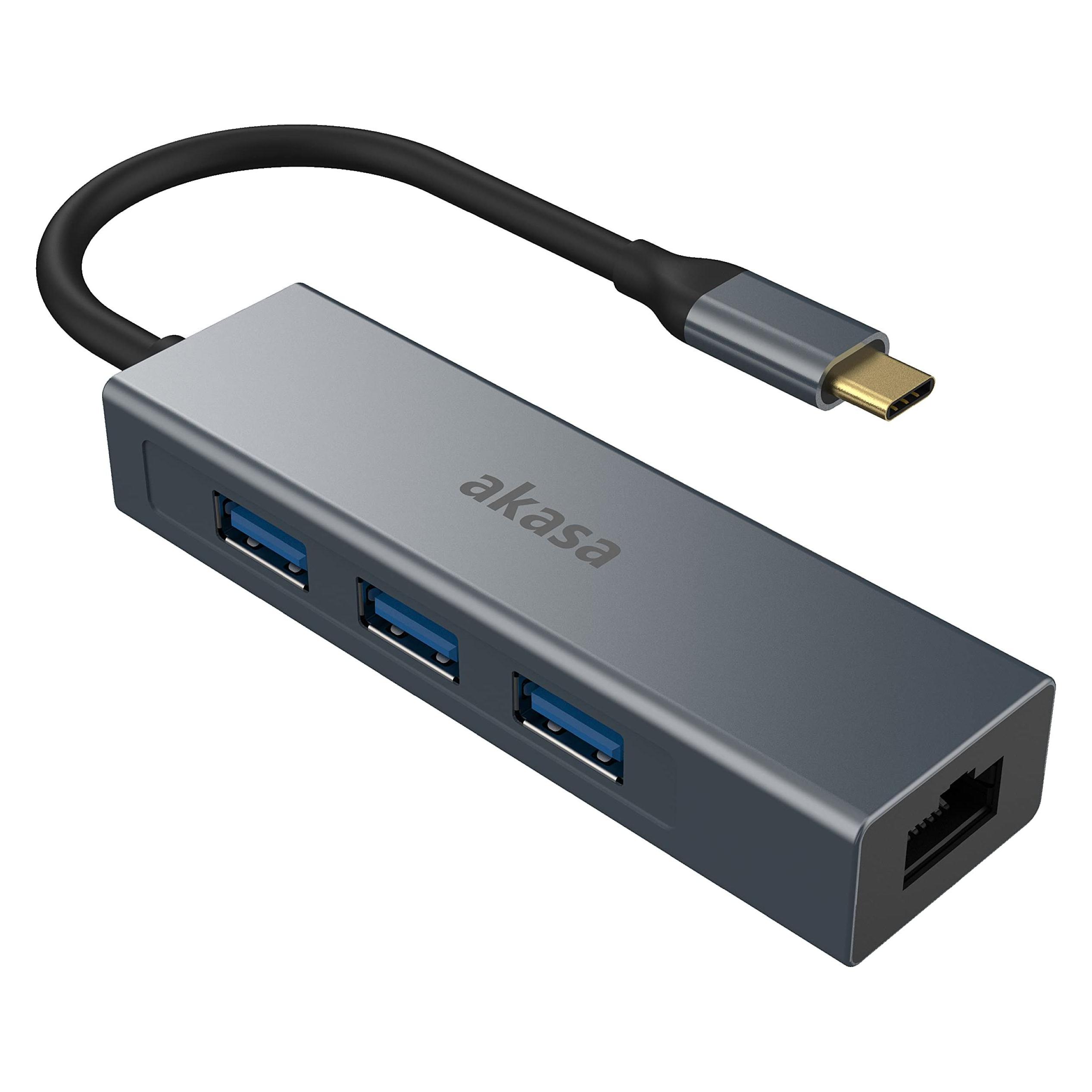 Akasa AK-CBCA20-18BK Schnittstellen-Hub USB 3.2 Gen 1 (3.1 Gen 1) Type-C 5000 Mbit/s Grau (USB-C, 4 Ports) (AK-CBCA20-18BK)