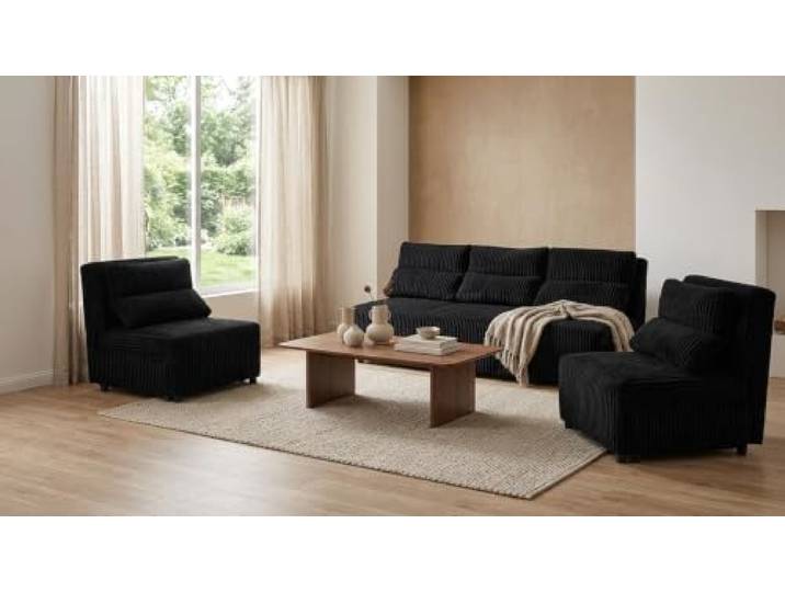 Family Meble Kimo Sitzgruppe, Sofa und 2 Sessel – Schwarz – 100