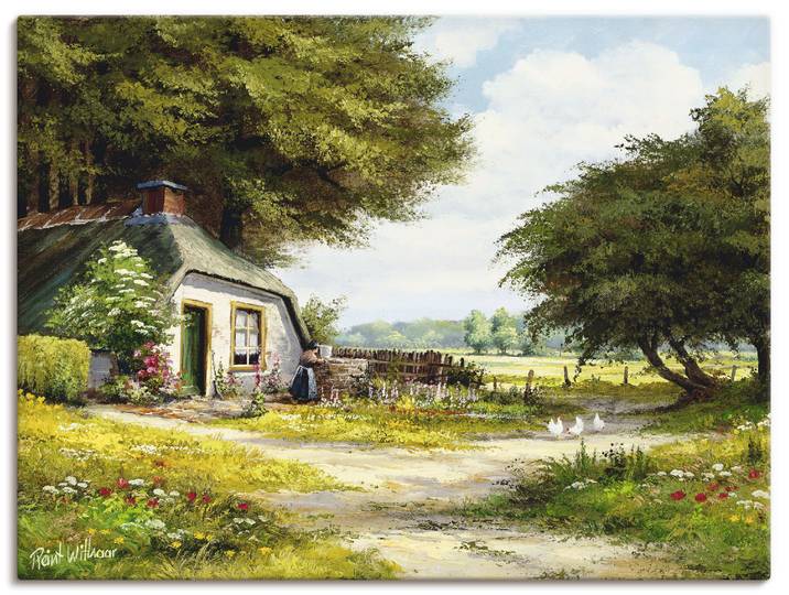 Leinwandbild ARTLAND Bauernhaus , grün (farbe bild(er): grün), B:40cm H:30cm, Bilder, Leinwandbild, auf Holzrahmen gespannt
