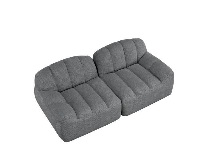 Canapé modulable 2 places gris, tissu polaire, sans montage