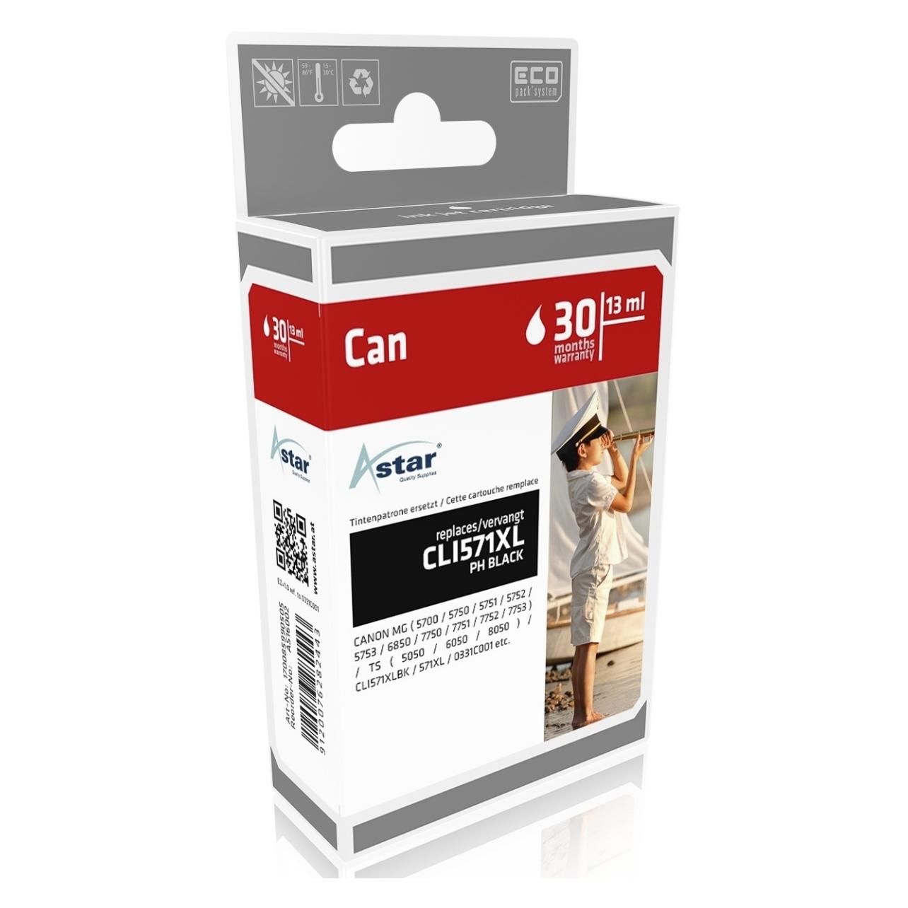 Astar 13 ml - Photo schwarz - compatible (BK) (AS16002)