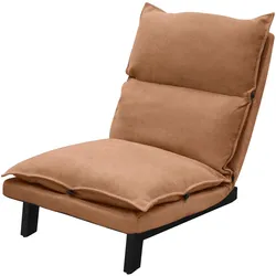 ML-Design Bodenstuhl Braun, Bodensessel mit verstellbarer Rückenlehne, gepolsterter Leinenbezug, Stahlgestell, Loungesessel Bodensofa Bodensitz