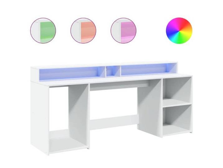 Bureau - MANGO - avec lumières LED - blanc - 200x55x91 cm -bois d'ingénierie 13309438