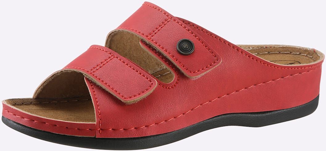 Pantolette FRANKEN-SCHUHE, Damen, Gr. 38, Lederimitat, rot, Schuhe Pantolette rot 38, Lederimitat