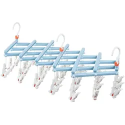 Praktischer faltbarer Kleiderbügel mit Clips, 29 Clips, hellblau