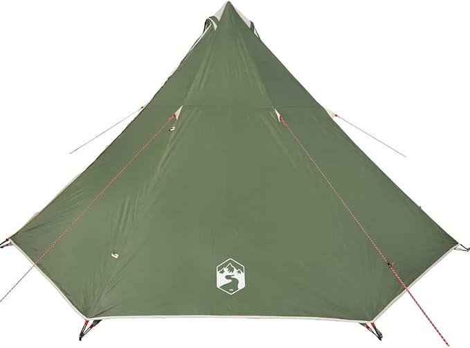 Tipi Familienzelt für 8 Personen, Großes Campingzelt 400 x 400 x 200 cm aus PolyurethanPolyester, Leichtes Tipizelt mit Tragetasche für Outdoor Abenteuer, Grau und Orange