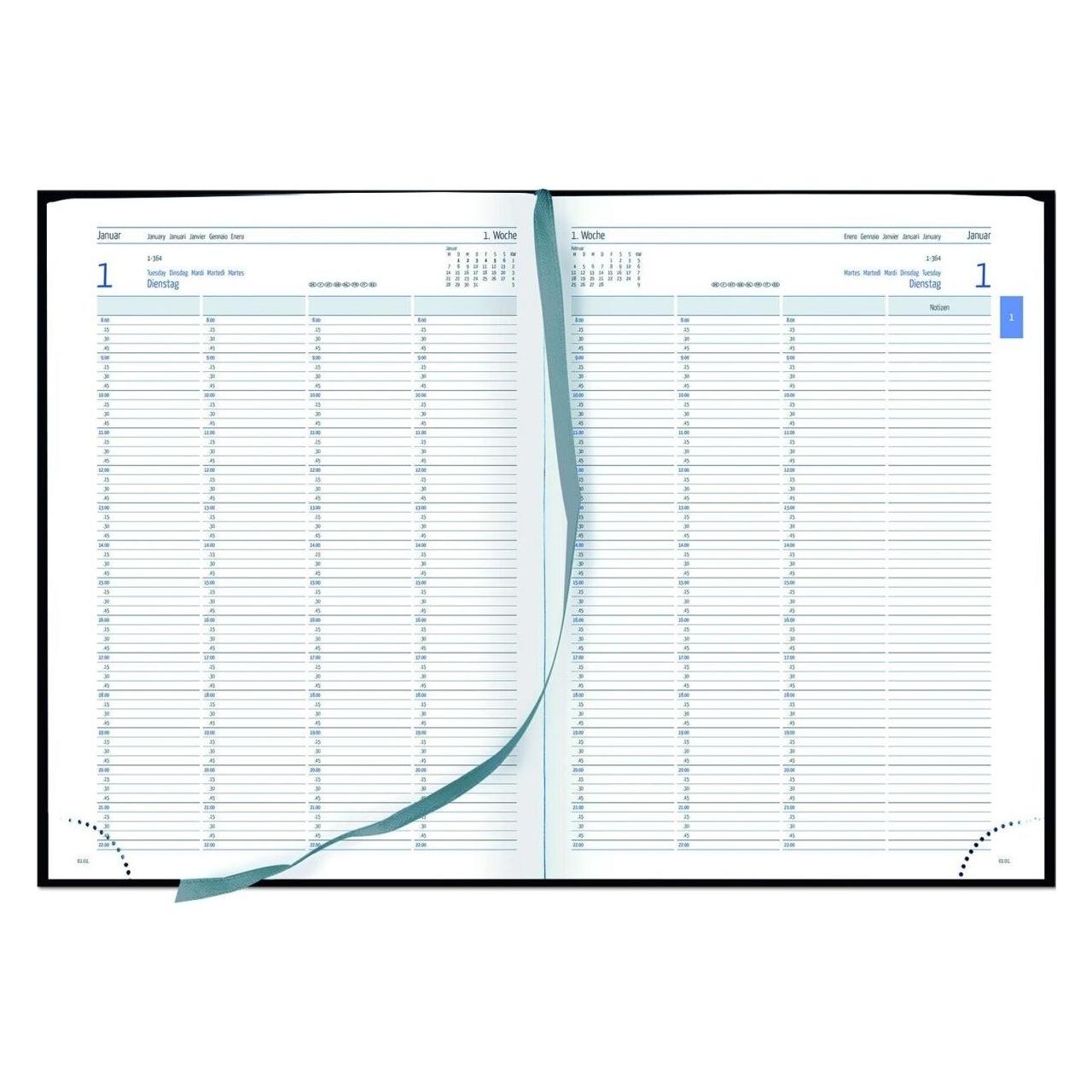 Güss Buchkalender A4 1T=2S schwarz (A4, 1 Tag / 2 Seiten) (58064)