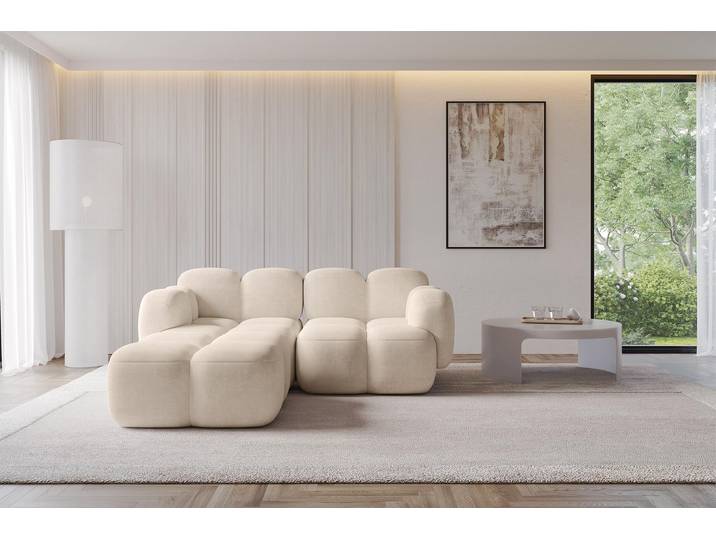 ALTDECOR Ecksofa - Miko-L1 - 214x205x75 - Beige Corner Sofa Eckcouch Couch L-Form, links angeordnet