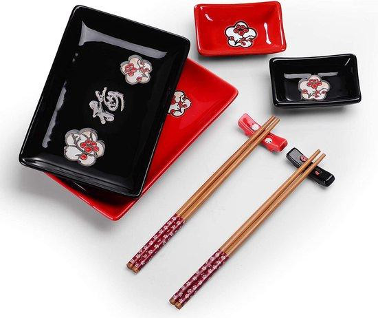 Famanu Sushi-set, 8-delig - Rood en zwart