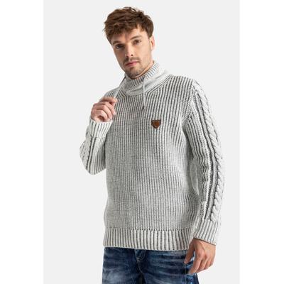 Kapuzenpullover CIPO & BAXX, Herren, Gr. M, grau, Strick, Obermaterial: 100% Polyacryl, regular fit, Pullover Kapuzenpullover