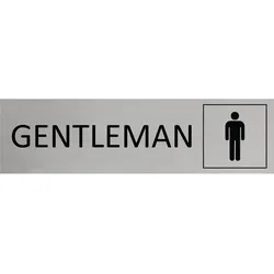 CombiCraft Aluminium Türschild Gentleman 165x45mm mit 3M-Tape zur Befestigung, einfache Kennzeichnung von Räumen und Bereichen