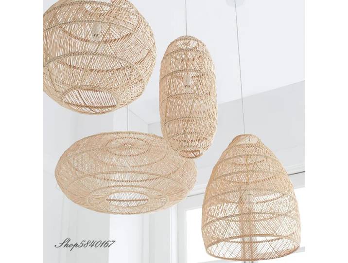 Lampe en rotin naturel suspension nouveau Style chinois tissé à la main suspension pour salon Luminaire suspendu chambre décor lumière