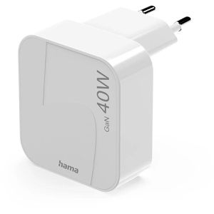 Hama USB-Ladegerät 201955, GaN, 40 Watt, 2x USB-C, 2 Ports, Schnellladegerät