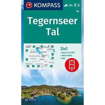 KOMPASS Wanderkarte 08 Tegernseer Tal 1:25.000, Sonstige von , Kompass-Karten, 978-3-99121-826-5