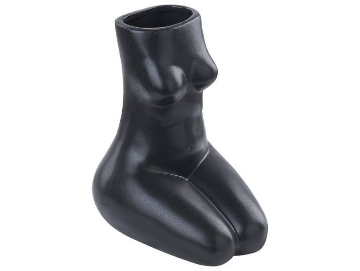 Beliani Blumenvase Porzellan schwarz Pyrgos, Schwarz, Keramik, Mode, 22 cm, Dekoration, Vasen, Keramikvasen