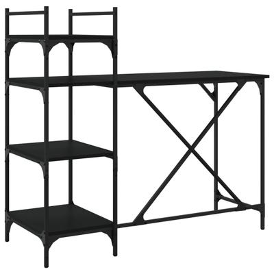 Helloshop26 - Computertisch Arbeitsplatz Computermöbel Schreibtisch mit Regalen 120 x 47 x 109 cm schwarz 02_0023707