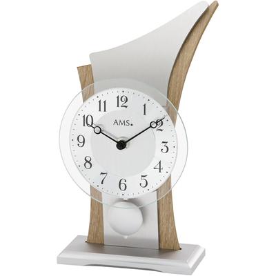 Pendeltischuhr AMS "T1139", braun (silberfarben, braun), Tischuhren, Wohnzimmer, Esszimmer,Made in Germany