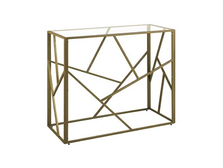Beliani Konsolentisch Gold Glas Glamourös Hartglas mit Metallgestell Pulverbeschichtet, 100 x 40 x 85 cm