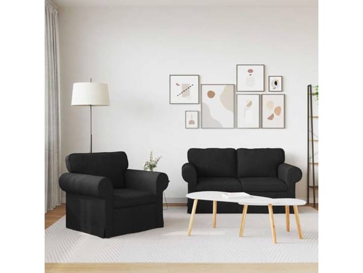KTHLBRH Sofa-Set, 2-teilig, schwarz, 155 x 82 x 80 cm Gestell aus Metall, Polsterung aus Schaumstoff, ergonomisches Design, geeignet für Wohnzimmer und Schlafzimmer