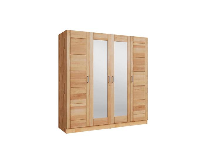 Mid.you Drehtürenschrank, Buche, Holz, Glas, Buche, 7 Fächer, 202x205.5x60 cm, Schrankfront mit Spiegel, Schlafzimmer, Kleiderschränke, Kleiderschränke mit Spiegel