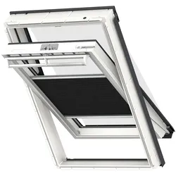 VELUX Vorteils-Set Hitzeschutz Plus FOP Manuell Uni Schwarz/Schwarz 1047, M10, GGU,Manuell,VELUX,weiße Schiene