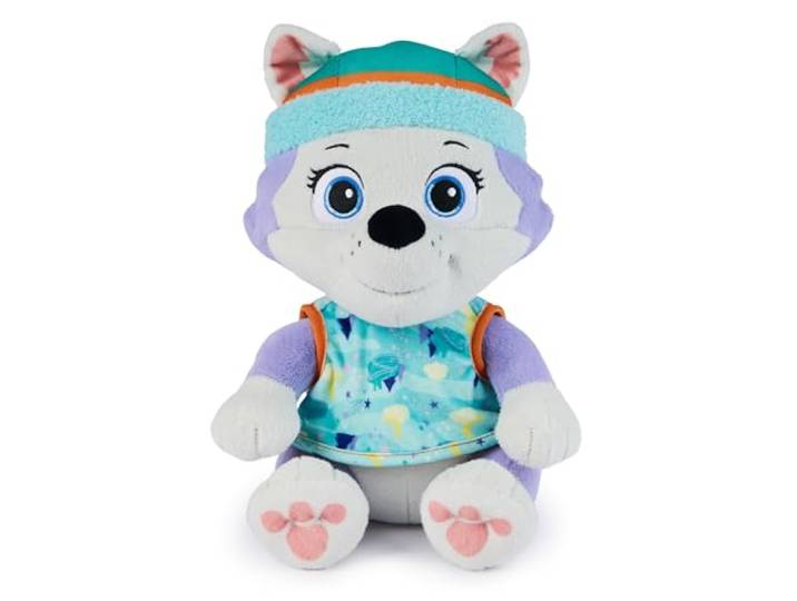 PAW Patrol, Bedtime Plüschtier Everest, 25,4 cm, mit wendbarem Outfit, Kinderspielzeug für Jungen und Mädchen ab 3 Jahren
