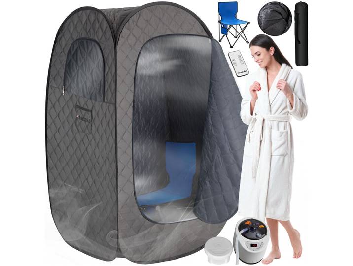 Mobile Dampfsauna ThermaLuxe I, 1000 W, 15 Temperaturstufen - dunkelgrau/schwarz