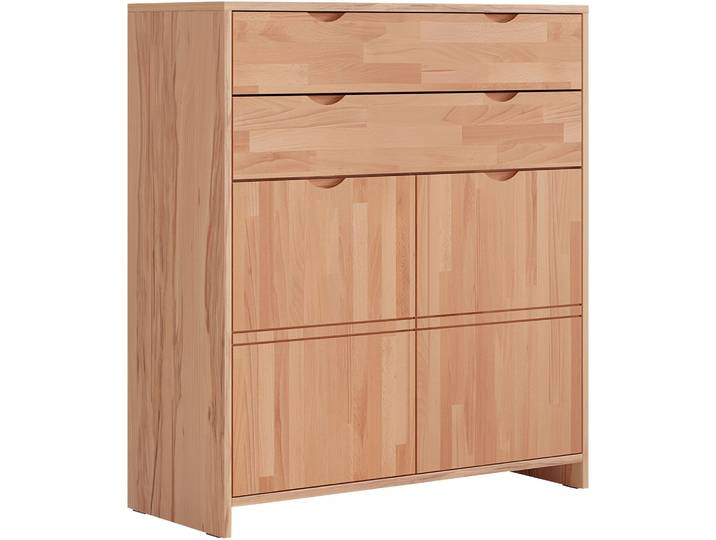 Highboard GOODPRODUCT Maximus: 3 geräumige Fächer, 2 Softclose Schubladen,Hochwertig,Zeitlos , braun, B:96cm H:90cm T:38cm, Sideboards, Highboard, B/T/H: 96/38/107cm, Massivzholz Fronten&Oberdeckel, Korpus aus Melamin