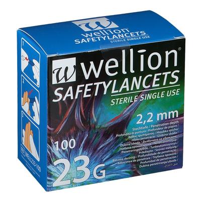Wellion Safetylancets 23 G Sicherheitseinmallanz. 100 St Lanzetten