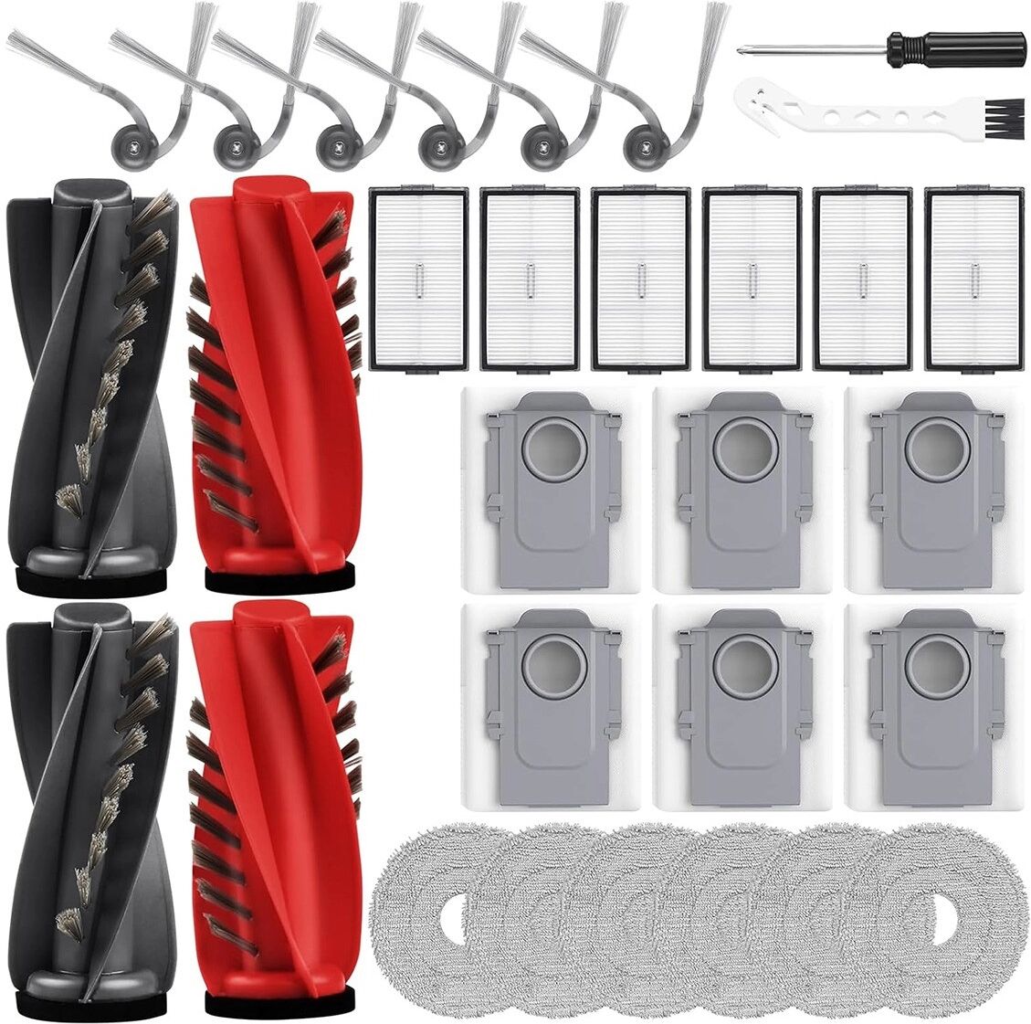 INF Ersatzteile-Set für Saugroboter, kompatibel mit Roborock Saros 10R, Saros 20, Curv 2 ProX   Hauptbürsten, Filter,
