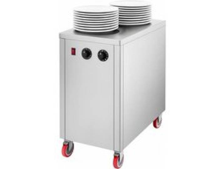 Chauffe-assiettes professionnel - PESAGE MB - 2 compartiments - 800 W - Inox - Sur roulettes
