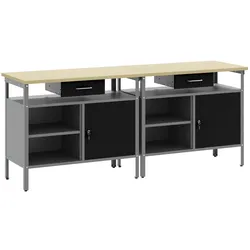 vidaXL, Werkbank + Arbeitsbock, Viborg (200 cm Werkbank (2 Regale & 1 Tür)) (55 cm, 200 cm)