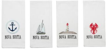 IH Casa Decor Embroidered White Waffle Kitchen Towel Nova Scotia Asstd - Set of 6