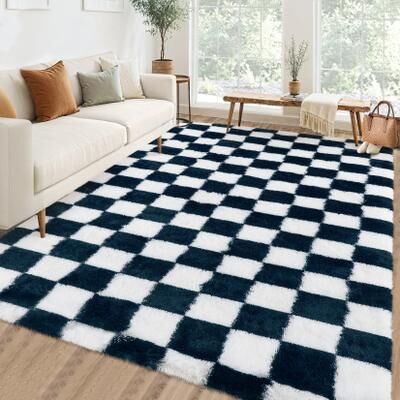 "Garvee Modern 8'x10'Area Rug,Modern Geometric Fluffy Plush Washable Rug - 2'3"" x 12' Runner"