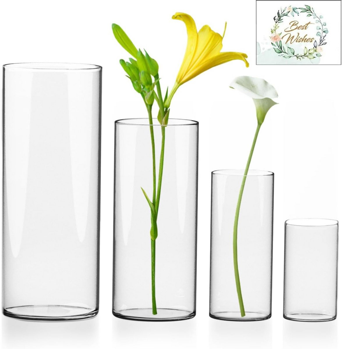 Cilindervormige glazen vaas transparant voor bloemen en decoratie