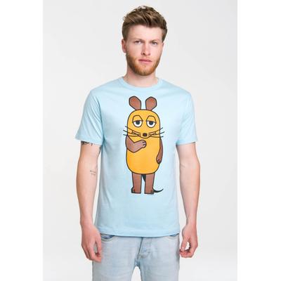 T-Shirt LOGOSHIRT "Die Sendung mit der Maus - Maus", Herren, Gr. XS, blau (hellblau), 100% Baumwolle, bedruckt, normal, Rundhals, Shirts T-Shirt, mit Die Sendung mit der Maus-Print