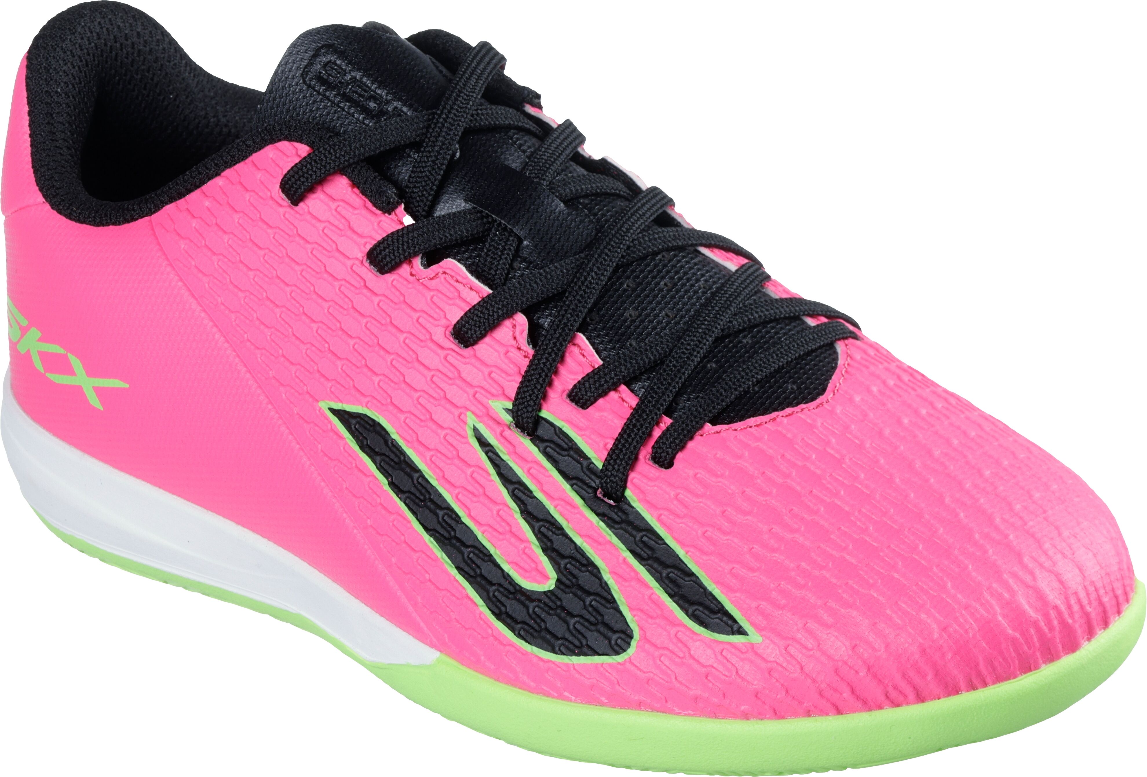 Fußballschuh SKECHERS "JR CRIB IC, Skechers Skx_2 Jr Td Ic", Damen, Gr. 27, Textil, pink (pkbk pink), Lederimitat, Schuhe Fußballschuh, Indoor Court Schuh für eine optimale und präzise Ballkontrolle