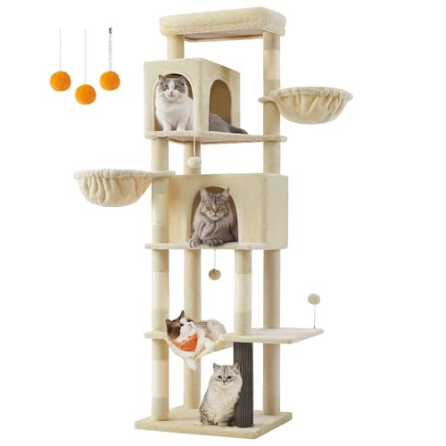 Feandrea Grote Kattenboom met 2 Condos, 2 Bedden en 5 Krabpalen, Hoogte: 190 cm